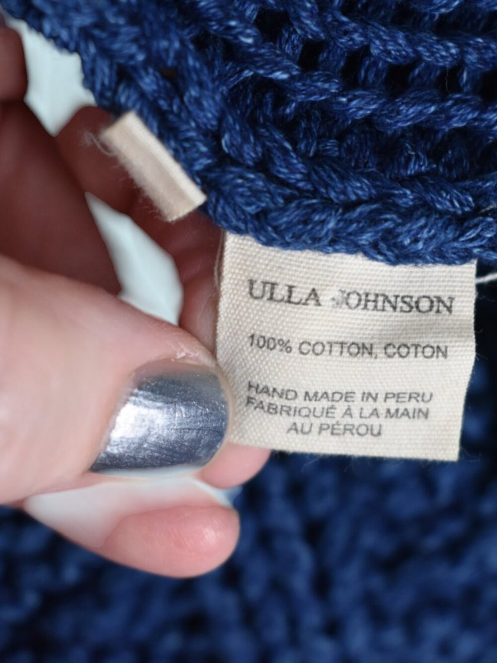 Ulla Johnson Zari Cardigan Size M/L Blue Knit Full Zip Textured Cotton Sweater - Picture 8 of 12